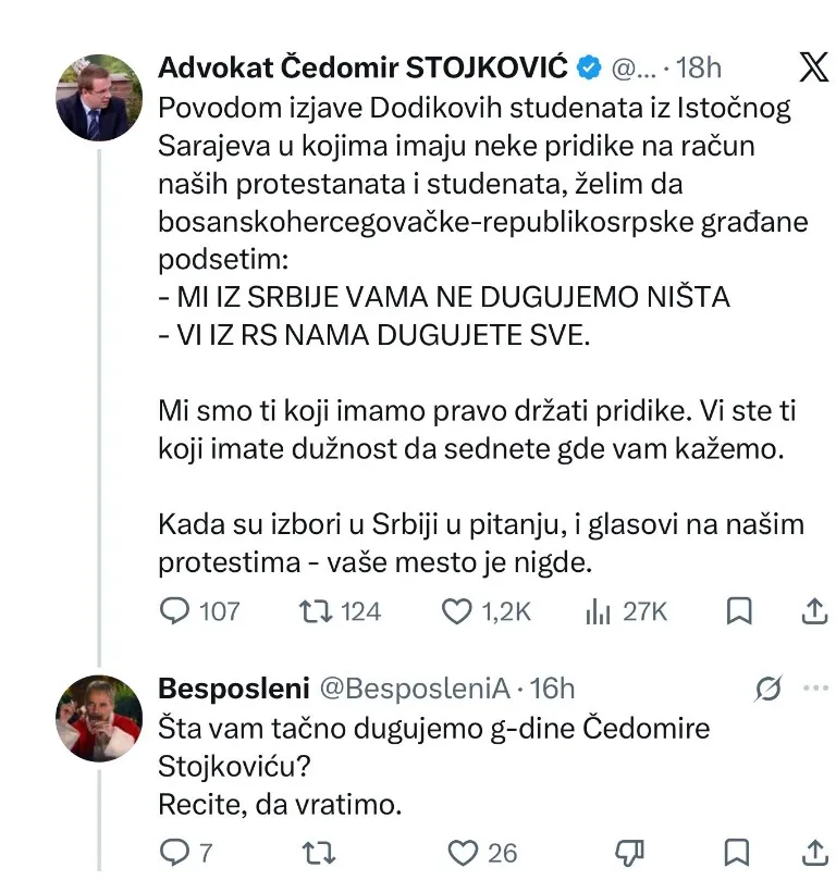 Objava Čedomira Stojkovića
