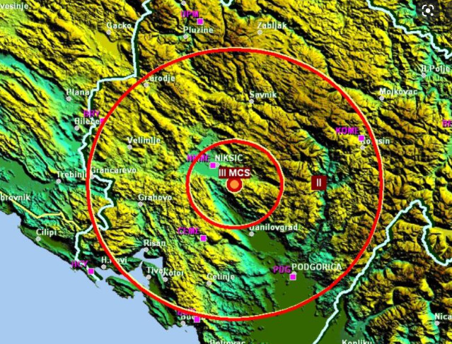 Slabiji zemljotres kod Nikšića