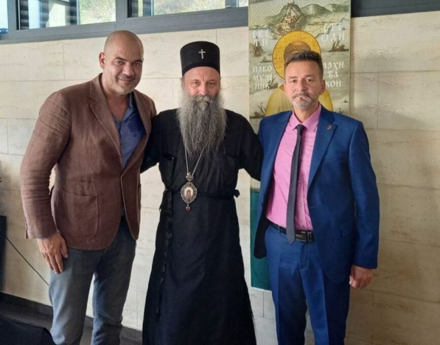 SRDAČAN SUSRET Predsjednik opštine Budva Milo Božović sa patrijarhom srpskim Porfirijem