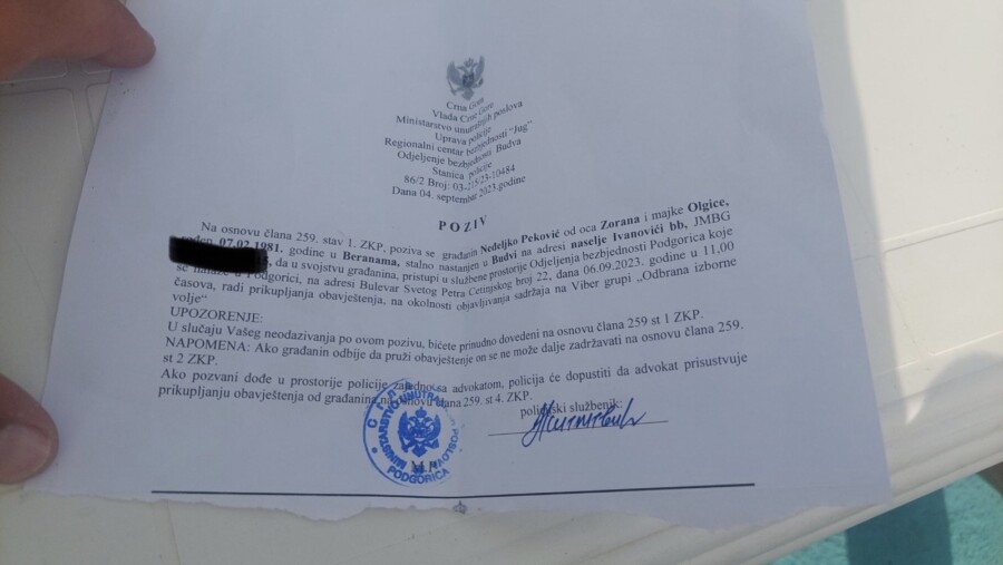 ISPRAVKA: Peković ponovo pozvan u policiju zbog objava na Viber grupi