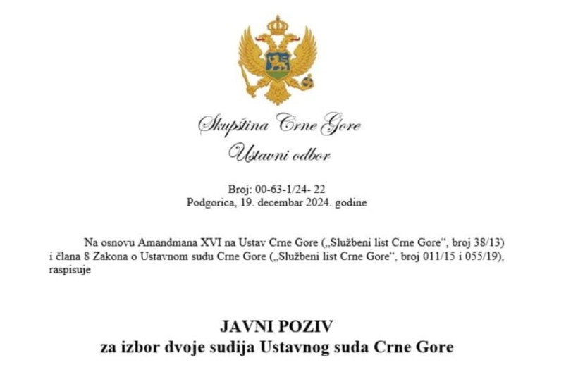 Skupštinski Ustavni odbor raspisao oglas za izbor dvoje sudija Ustavnog suda