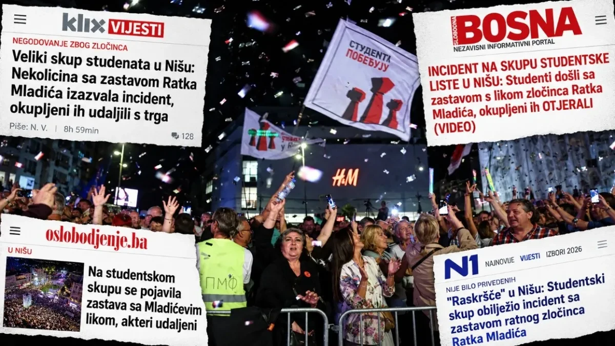 Sarajevski mediji u prvi plan stavili incident u Nišu: Studentska lista uklonila zastavu sa likom Ratka Mladića