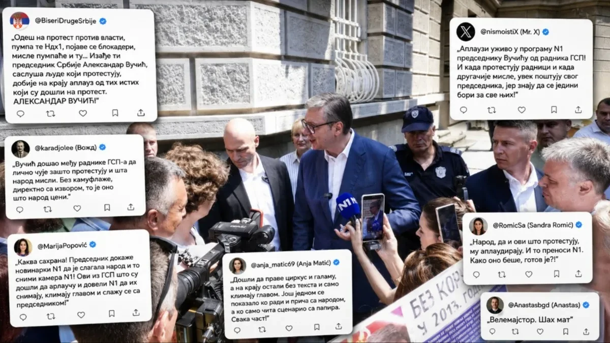 Radnici došli na protest pa aplauzom pozdravili Vučića