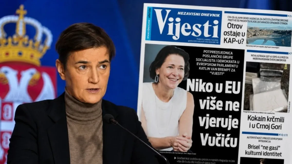 Brnabićeva: Naslovna strana „Vijesti” otkriva frustraciju zbog Vučića