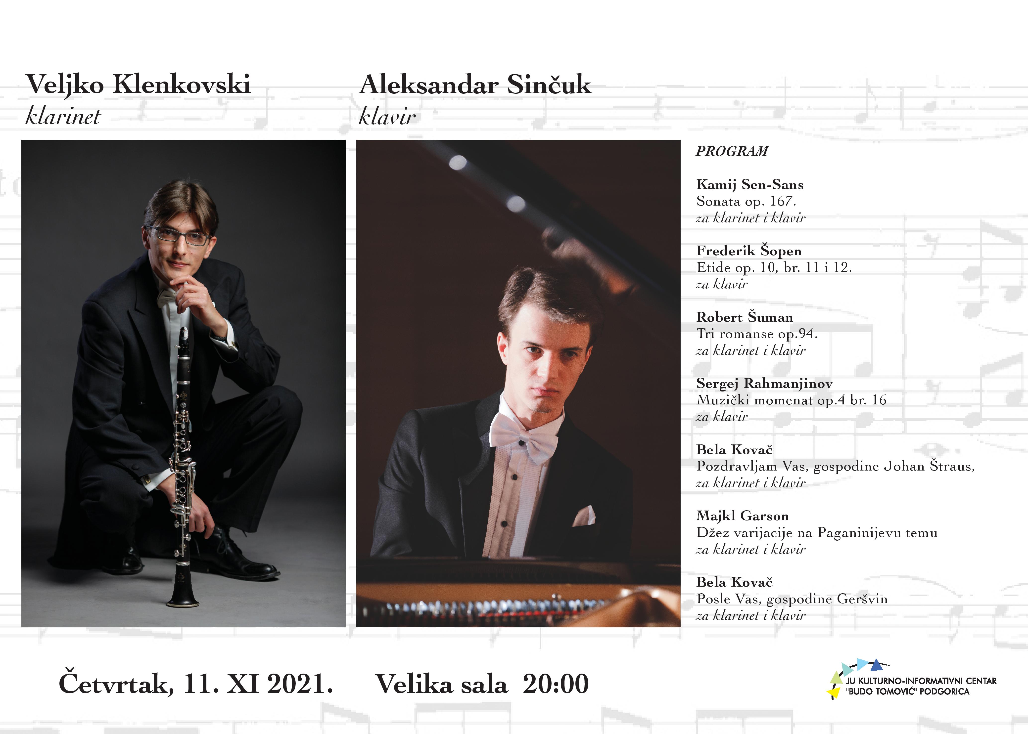 BESPLATNE ULAZNICE: Koncert klarinetiste Veljka Klenkovskog