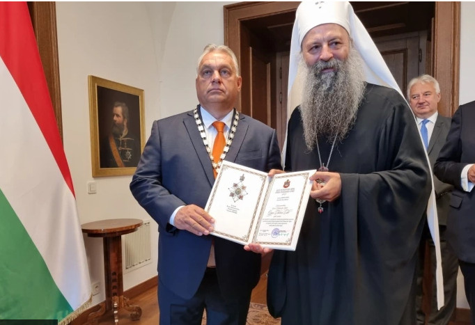 PODRŽAVA HIŠĆANSKE VRIJEDNOSTI Patrijarh Porfirije Orbanu uručio najviše odlikovanje