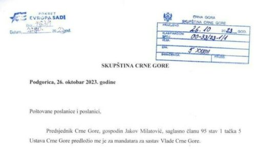 Spajić dostavio Skupštini predlog programa nove 44. Vlade Crne Gore